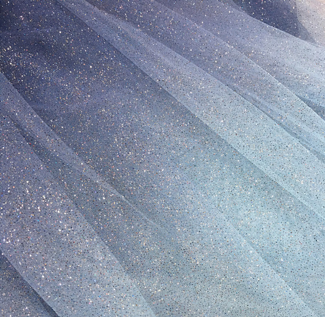深蓝浅蓝黑色渐变星空纱烫金烫片喷粉亮片透.