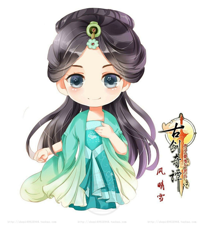 q版古风插图sai上色临摹线稿600张动漫手绘古装卡通人物xf027淘宝网