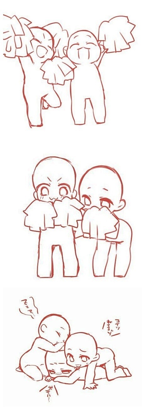 q版人物的激萌互动合影向姿势参考绘画教程绘画参考q版教程6767