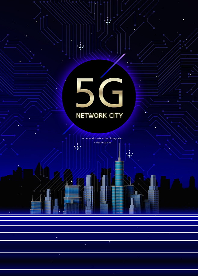 未来科技中国5g时代5g移动现代城市建筑主题海报设计psd素材