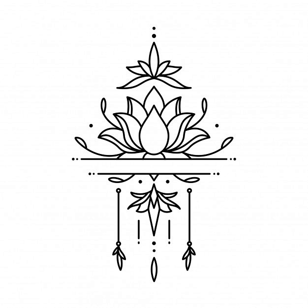 几何莲花纹身花纹图案矢量图