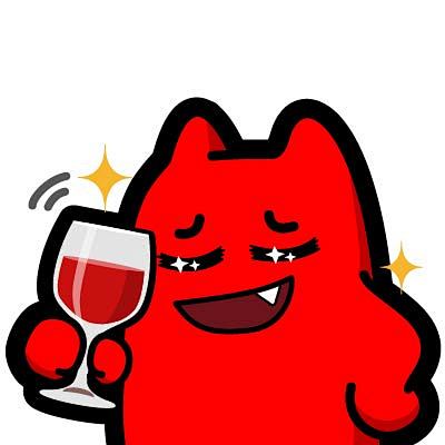 e9020171127魔鬼猫表情红酒杯半身红酒惬意得意叉腰陶醉干杯举杯醉ip