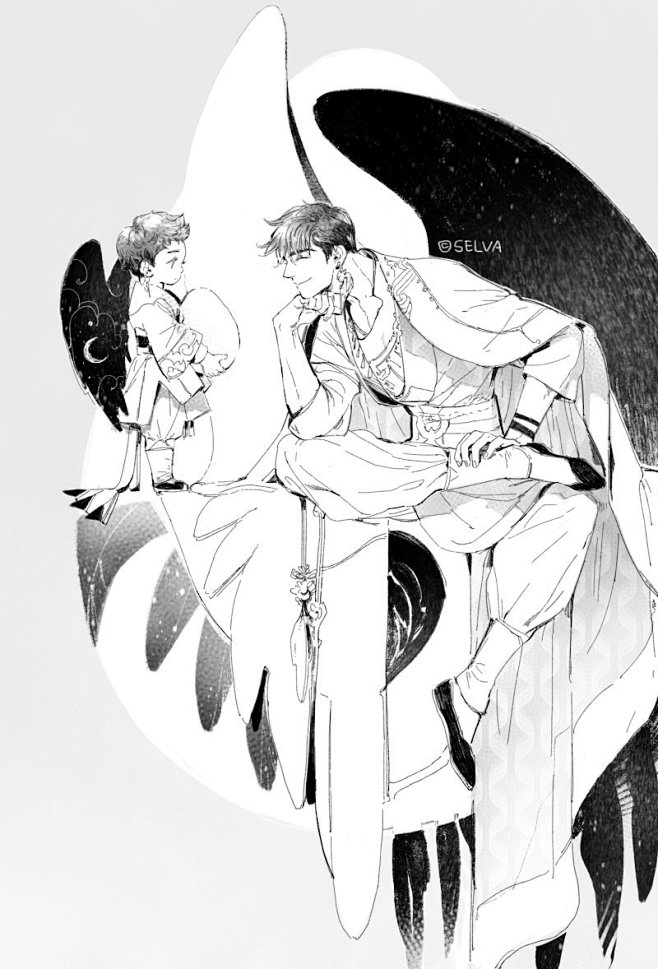 天使黑白双人翅膀