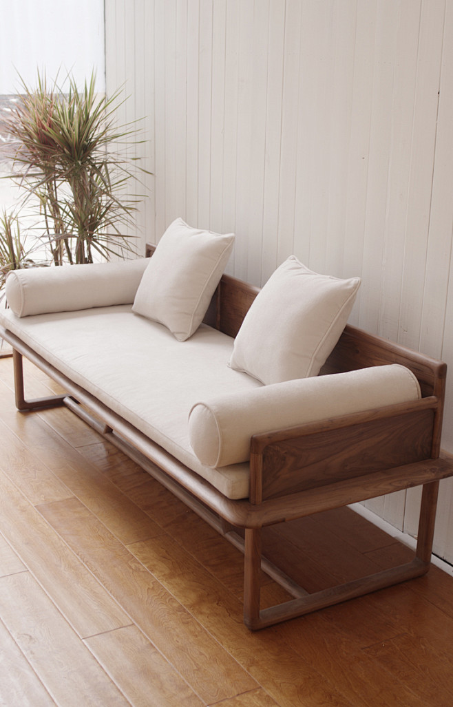 纯实木原木罗汉床中式沙发明心系列素元木作设计师品牌淘宝网