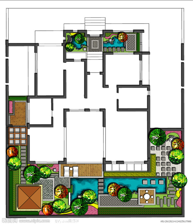 於2017-12-13 12:27:37別墅庭院設計設計平面fishinthepool同採自www