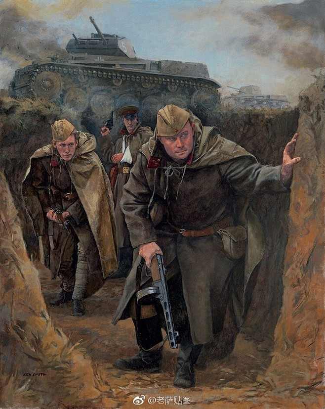 二战德军士兵油画图片