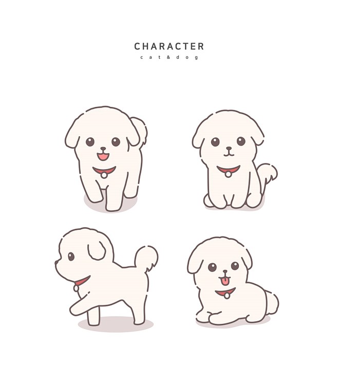 白色比熊性格表情手绘水粉宠物插画白色比熊性格表情手绘水粉宠物插画