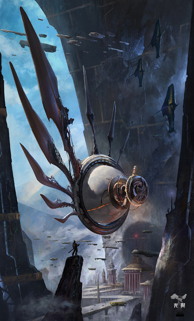 原画设计光翼黄光剑角色原画