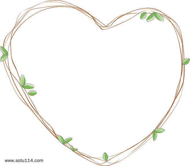 爱心渐变叶片手绘边框