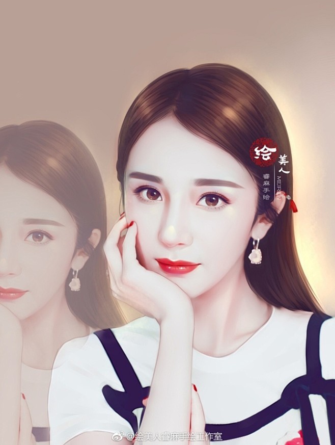 微博:绘美人睿麻手绘工作室杨幂手绘图 转绘图