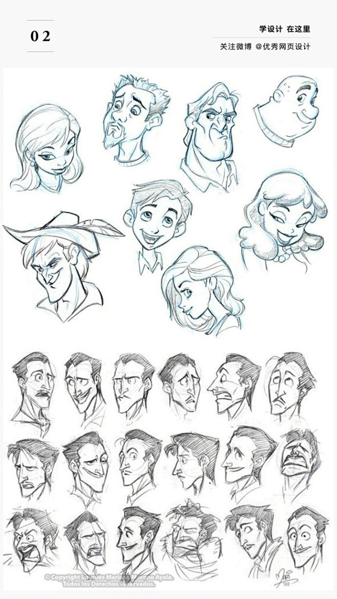 每日手绘近百种欧美风格卡通形象表情上百种卡通角色表情为你的插画