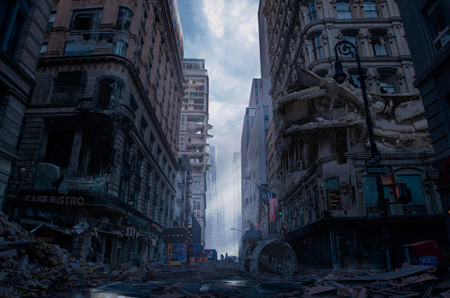 cg人物cg场景插画原画人物设定建筑设定古风海报黑白素描线稿末日海报