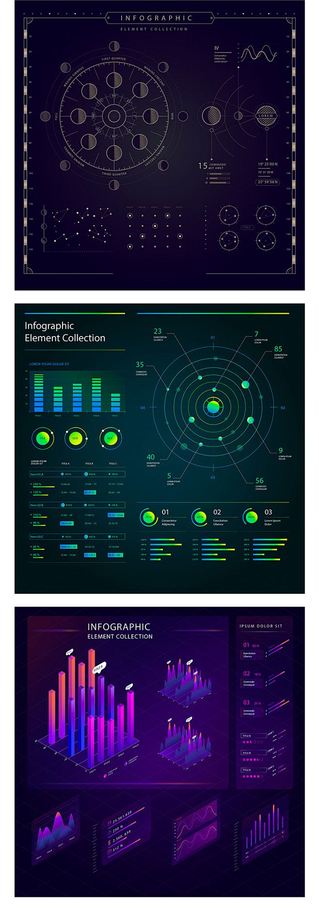 科技感数据展示大屏分析可视化设计柱状图地图信息图表ai矢量素材淘宝