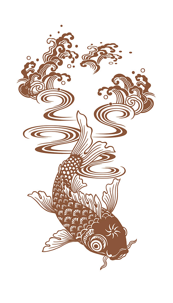 中国风传统纹样锦鲤图案