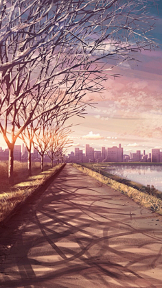 June‘Yang采集到治愈系 场景 自然 插画 日本动漫风格