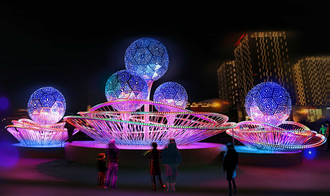 中国包头市政府公共空间灯光作品