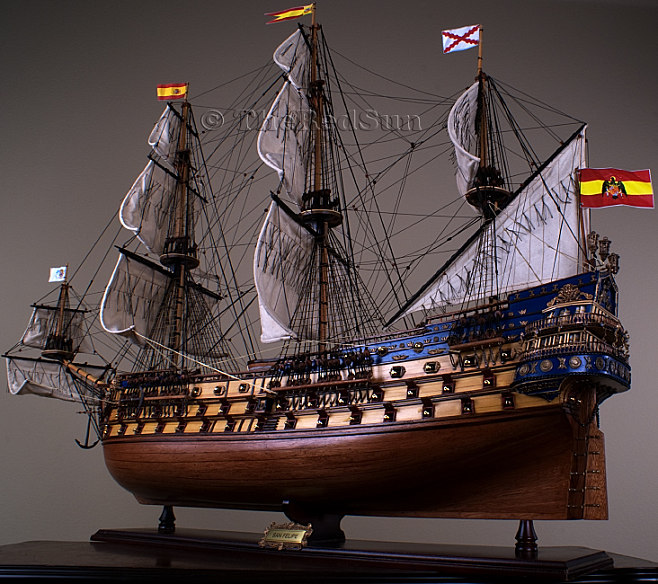 西班牙无敌战舰圣菲利浦号大帆船模型 客厅工