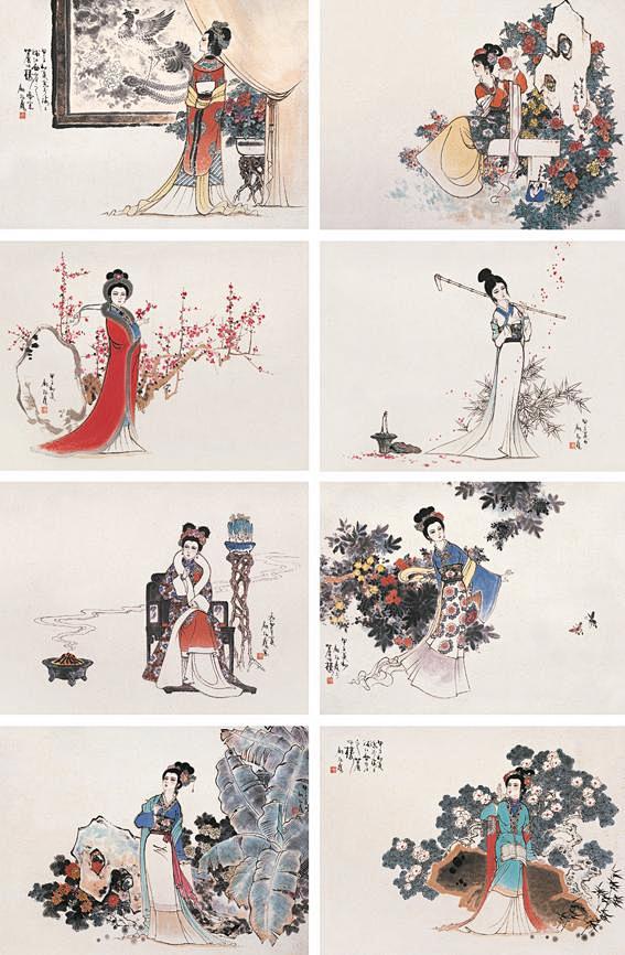 近现代国画大师笔下的仕女图有十二钗新版红楼梦吧百度贴吧