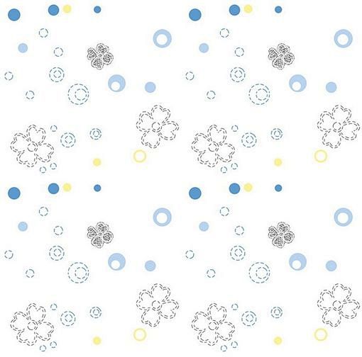 白底蓝色调花和泡泡平铺背景素材