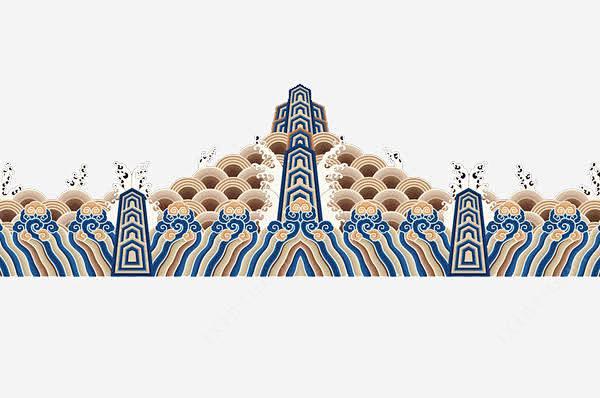 中国纹样 中式纹样 海水江崖 江水山崖 海水祥云 海水江崖纹 海水浪花