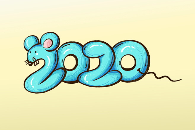 源文件可下载2020新年艺术字体设计鼠年春节卡通生效老鼠psd素材海报