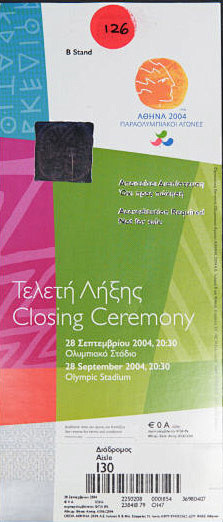 2004雅典残奥会闭幕式门票
