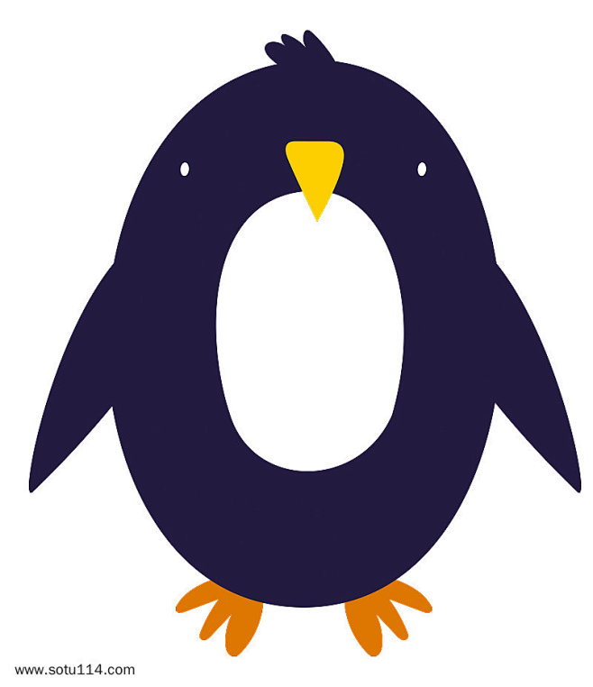 企鹅卡通动物数字0