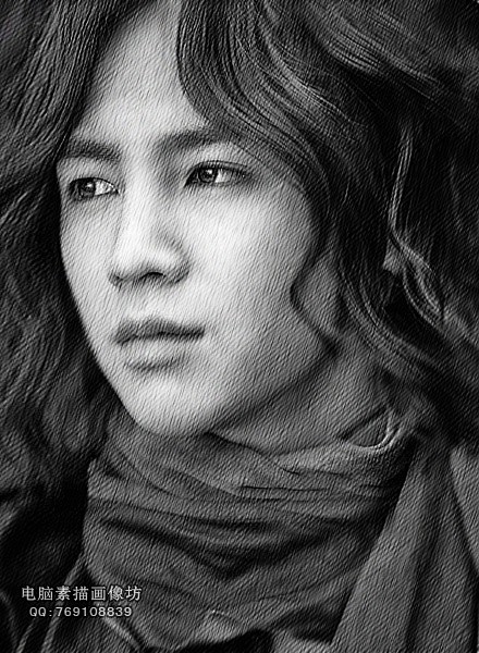 韩国明星张根硕素描画像