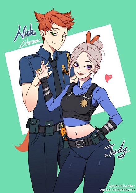 zootopia瘋狂動物城這兩天的摸魚judy最適合兔女郎啦還有擬人感覺警察