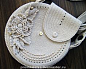 Irish Crocheted Handbag. Cotton thread crochet, with wooden beads