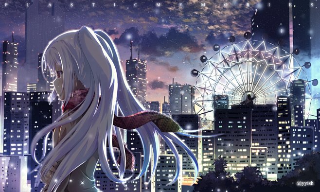 buildingcitycloudsislaplasticmemorieslonghairnightplastic