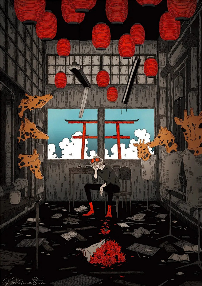 sakiyama神秘世界里的少年与崩坏感插画分享