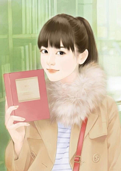 手绘现代美女褐色
