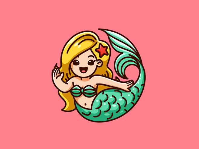 美人鱼游泳游泳公主美海洋水可爱可爱女孩女性神话神话生物粉红色海鱼