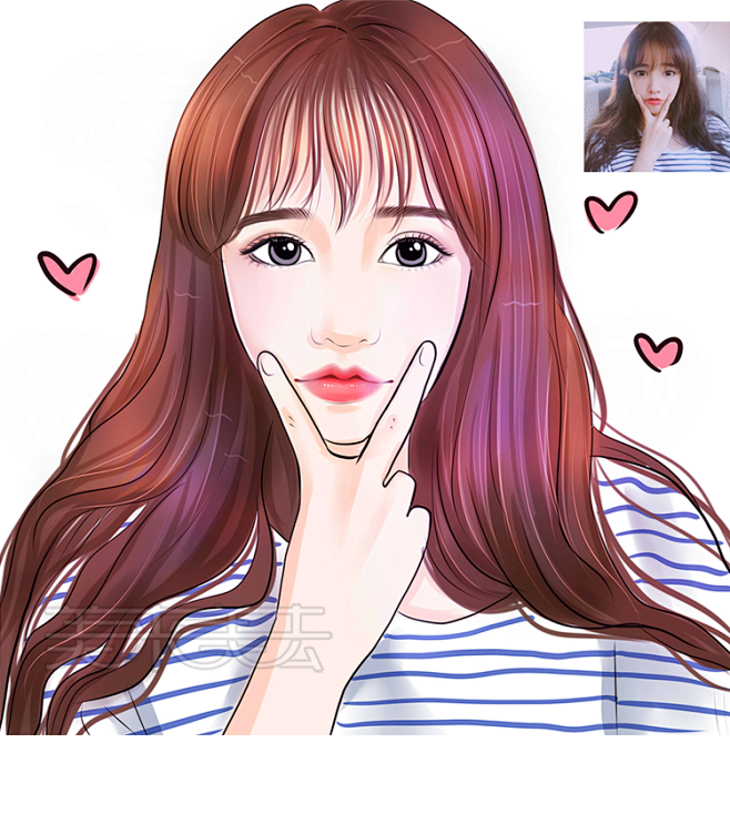 com 【美来手绘】头像半写实卡通漫画人物q版设计素描真人照片定制作