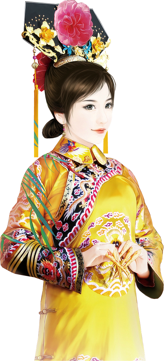 清朝妃子 手绘图片