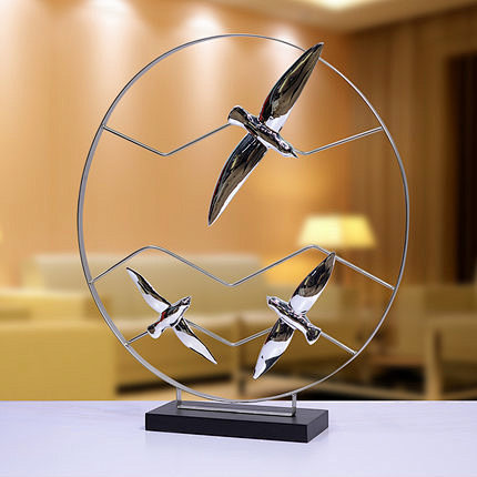 现代招财鸟工艺品客厅电视柜玄关摆件创意样板房间展厅软装饰品