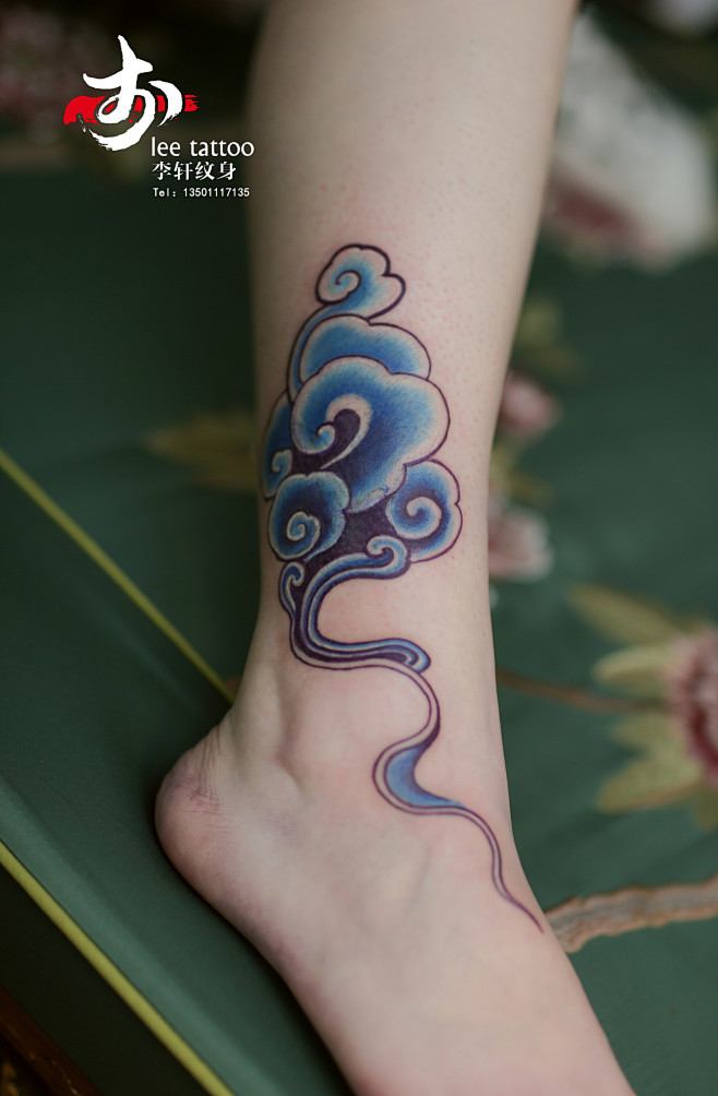 纹身时尚纹身纹身图案设计女孩纹身祥云纹身中国风水墨纹身唐卡画风格