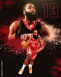 NBA海报球星壁纸詹姆斯哈登篮球服海报火箭队篮球服banner图合成图创意图