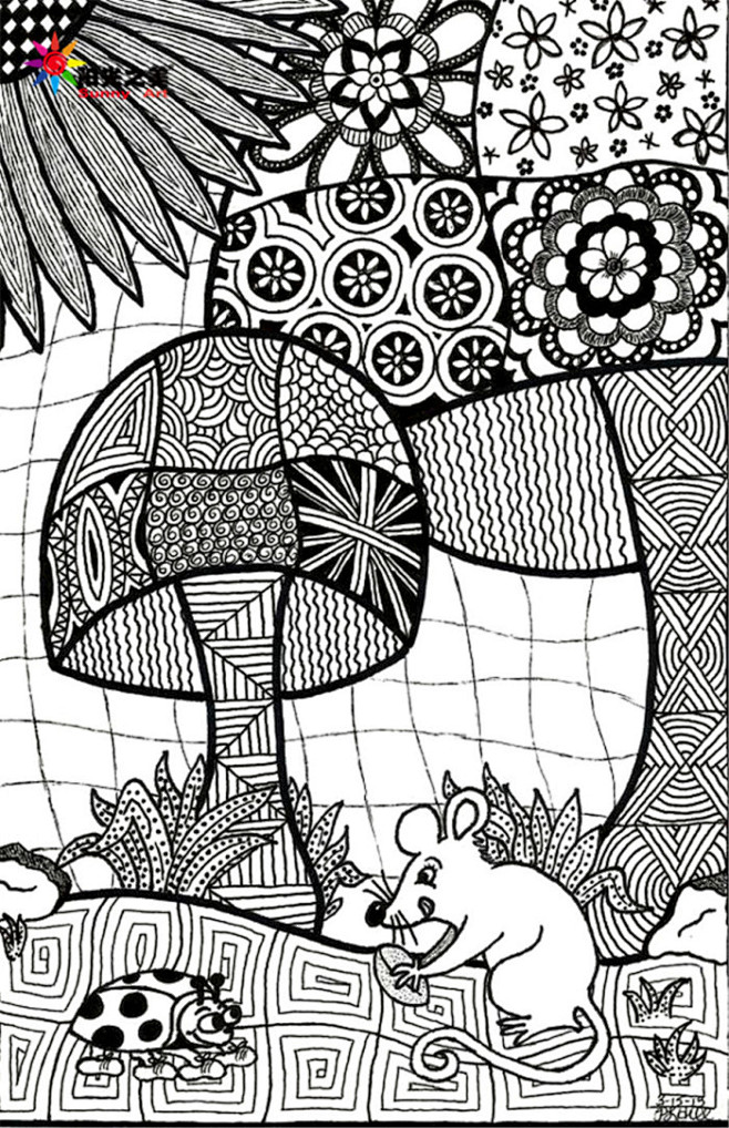 创意线描风景画