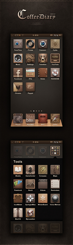 4d8499602950456aad5d2f838846f737采集到UI-手机主题整套