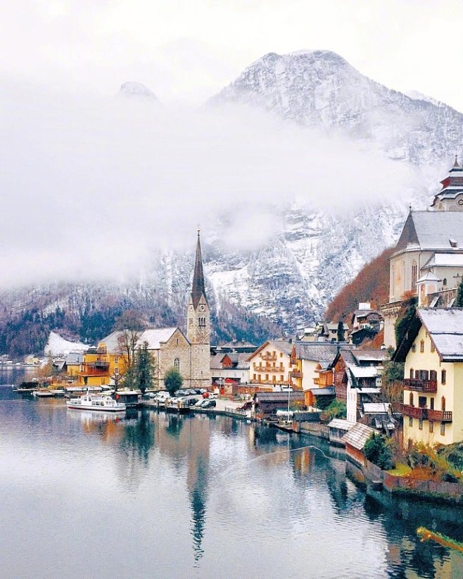 冬季的Hallstatt小镇 世界上最美的湖畔小镇 ins