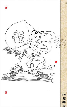 com 童子白描图-人物|工笔素材|白描素