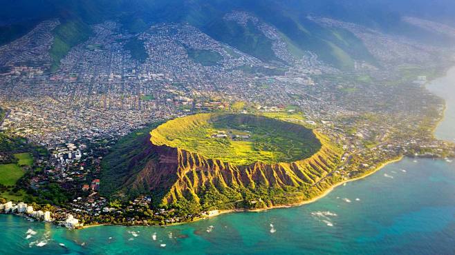 钻石头山鸟瞰图瓦胡岛夏威夷08biederbickrumpfoffset美景