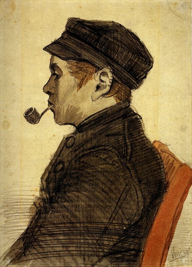 抽烟斗的男人 画图片