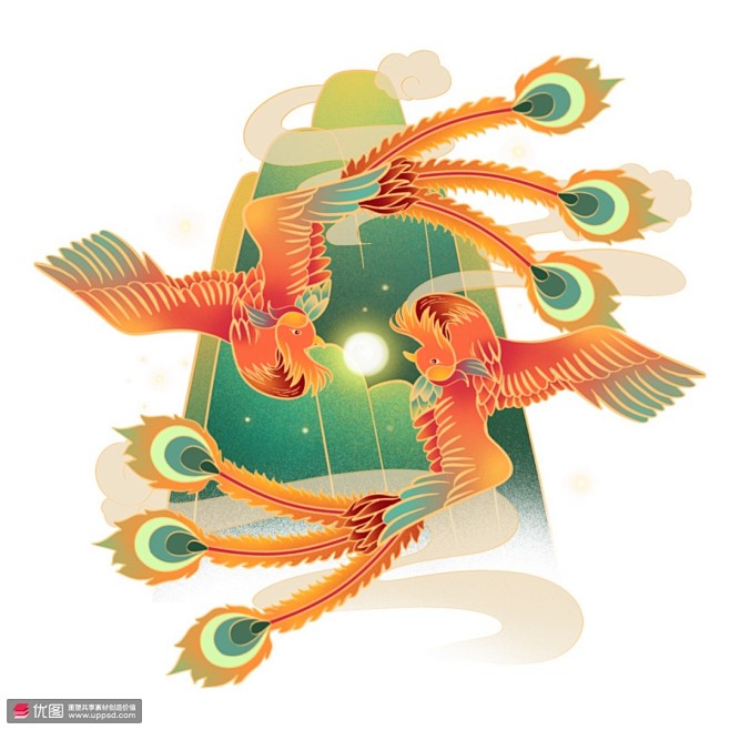 凤凰祥云东方吉祥神鸟免抠png古风插画民俗民风中国风