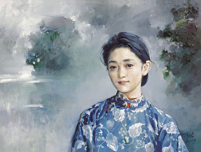 油画肖像画作品明星周迅欣赏