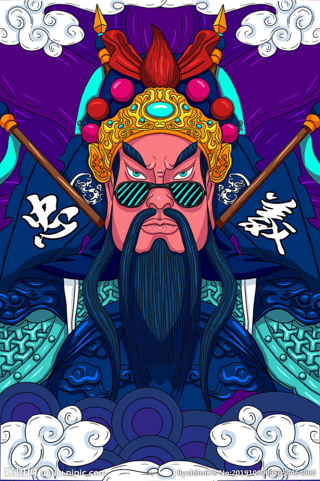 20:00:45国潮手绘关羽三国漩涡涡儿90同采自www