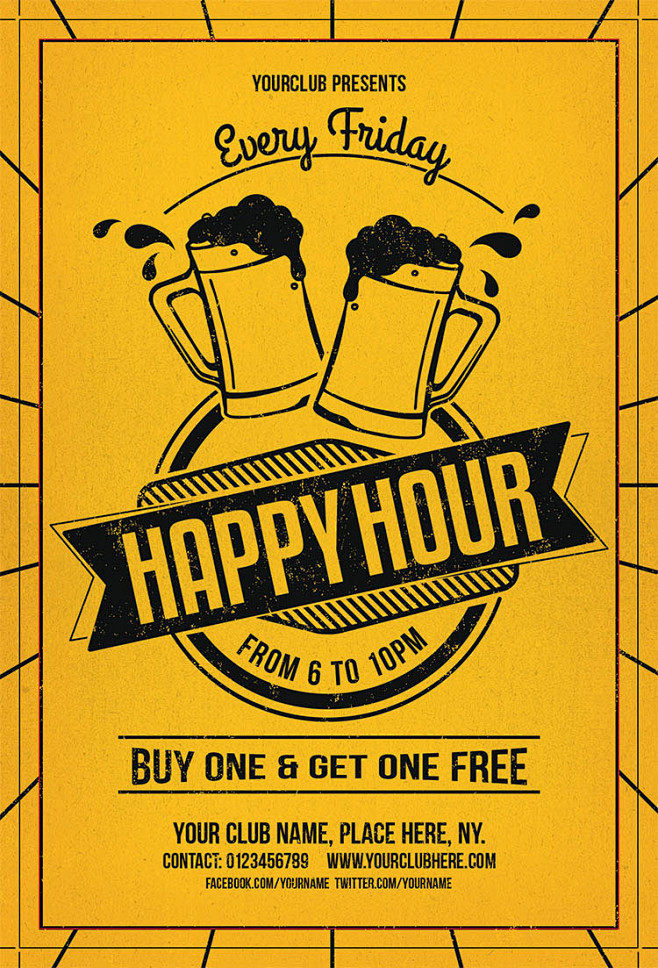 psd分层复古酒吧酒水价格单啤酒节宣传招贴海报设计素材p56