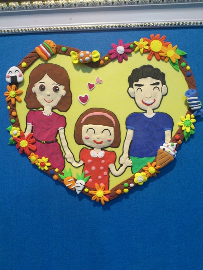 感恩节教小朋友画的粘土范画我の一家